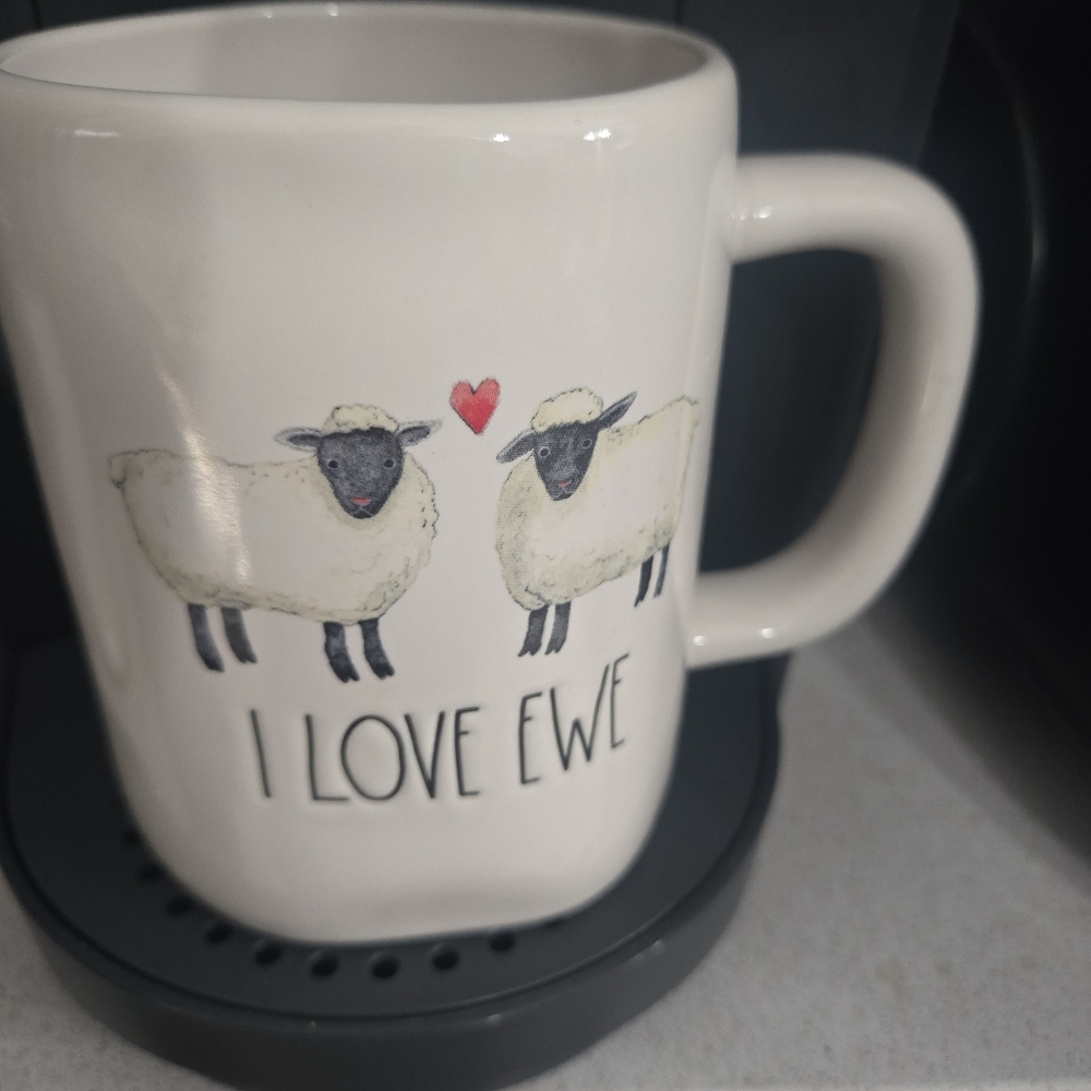 Rae Dunn Mug, I LOVE EWE, White w/Black Letters